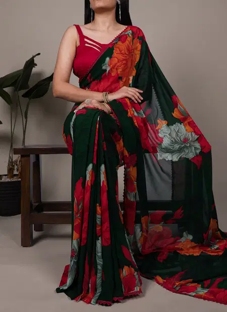 Ynf7032 Weightless Marbal With Floral Printed With Lace Border Sarees Wholesalers In Delhi